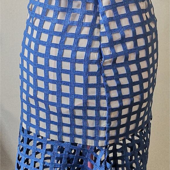 Champagne & Strawberries Windowpane Fishtail Skirt S Mermaid Corporate Siren - Picture 7 of 8